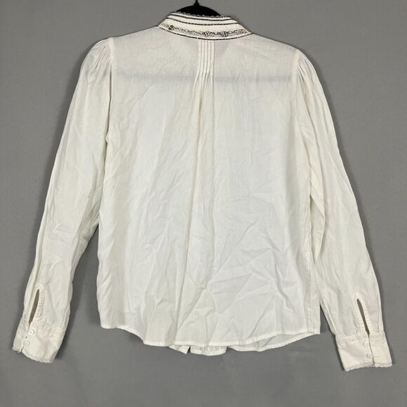 Floreat Shirt Women's 4 White Floral Embellished Lace Detail Cowgirl Festival - Picture 5 of 7